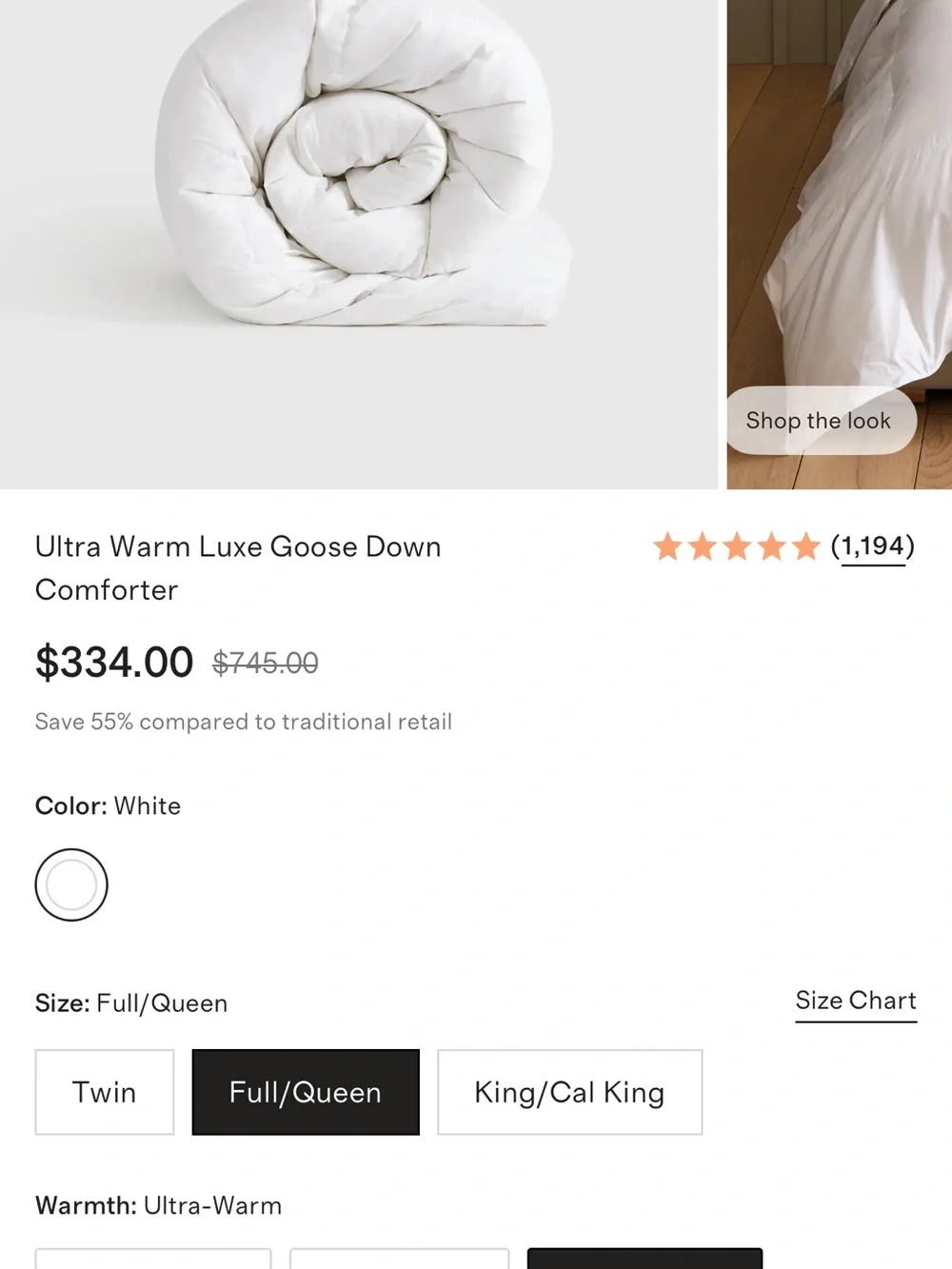 Quince Premium Goose down ultra warm comforter